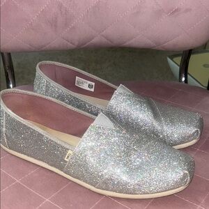 Toms Silver Glitter Flats